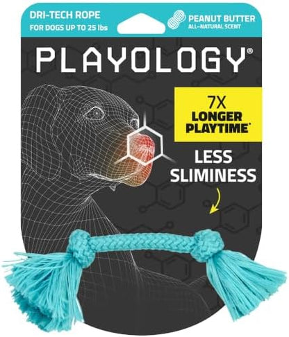 Playology Tug Rope Dog Toys for Small Dogs - Small, Peanut Butter Scent by Playology