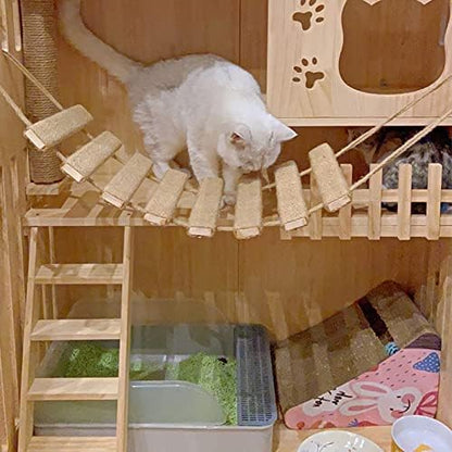 Cat Bridge Ladder and Climbing Frame - Perfect Cat Climber and Furniture - Ideal for Playful Cats (L-40inch-100cm) (Wood, 100cm) - Image 6