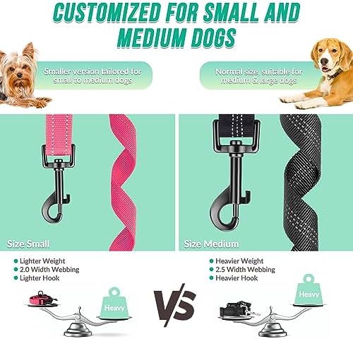 AUTOWT Two Dog Lead, 2 in 1 Upgraded Double Dog Leash Attachment Combine Adjustable Strap and Shock Absorbing Bungee No Tangle Dual Training Splitter for Different Size Dogs - Image 4