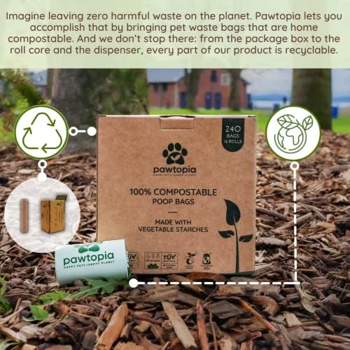 Pawtria Home Compostable Dog Poop Bags (240) with Paper Poop Bag Dispenser - Image 5