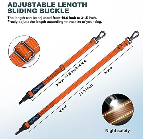 Dog Seat Belt 3-in-1 Car Harness for Dogs Adjustable Safety Seatbelt for Car Nylon Reflective Bungee Fabric Dog Car Harness with Clip Hook Latch & Buckle, Swivel Zinc Alloy Carabiner (Orange) - Image 5