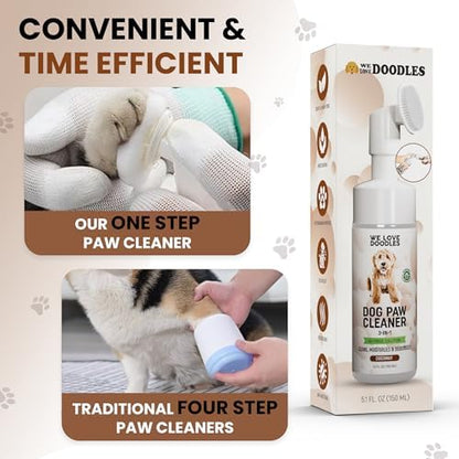 Dog Paw Cleaner, No-Rinse, 3-in-1 Silicone Bristle Brush, Coconut, 5 oz - Image 3