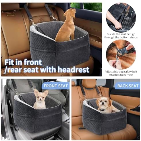 Dog Car Seats for Small Dogs,Updated Version Memory Foam Dog Car Booster Seat,Small/Medium Dog Seat for Pets up to 35 lbs,Washable and Removable Comes with Safety Leash and Storage Bag - Image 3
