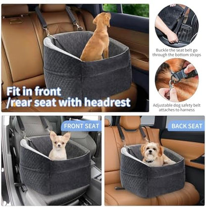 Dog Car Seats for Small Dogs,Updated Version Memory Foam Dog Car Booster Seat,Small/Medium Dog Seat for Pets up to 35 lbs,Washable and Removable Comes with Safety Leash and Storage Bag - Image 3