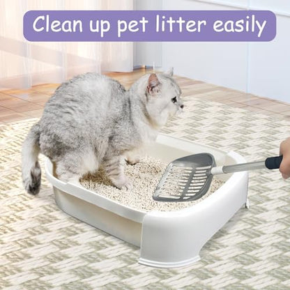 PINVNBY Cat Litter Scooper, Long Handle Litter Sifter Scoop with Litter Scoop Holder Stainless Steel Kitten Scooper Deep Kitty Litter Scooper with Box Metal Detachable Sifting Litter Shovel Set - Image 3