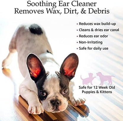 Ear Cleansing Solution for Dogs and Cats - Pet Ear Cleaner Removes Odor & Wax - Deodorizing Dog Ear Cleaner Solution with Aloe & Vitamins - Sweet Pea & Vanilla Scent - 8 oz - Image 4