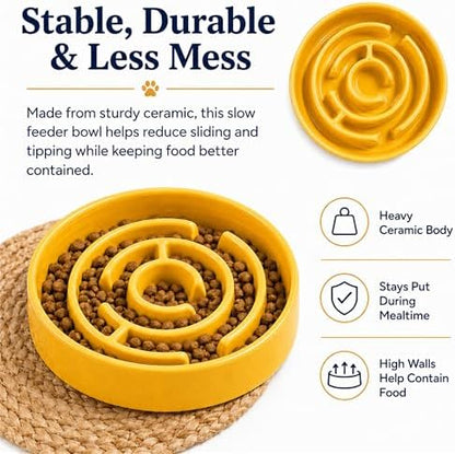Ceramic Slow Feeder Dog Bowl, 1.5 Cup Puzzle Dish for Small Medium Dogs - Image 6