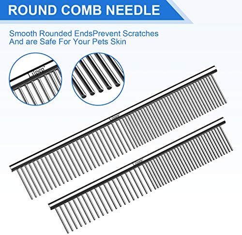 Lilpep 2PCS Stainless Steel Metal Dog Comb, For Removing Tangled Mats And Massaging Pet Combs, Professional Pet Grooming Tools - Image 2