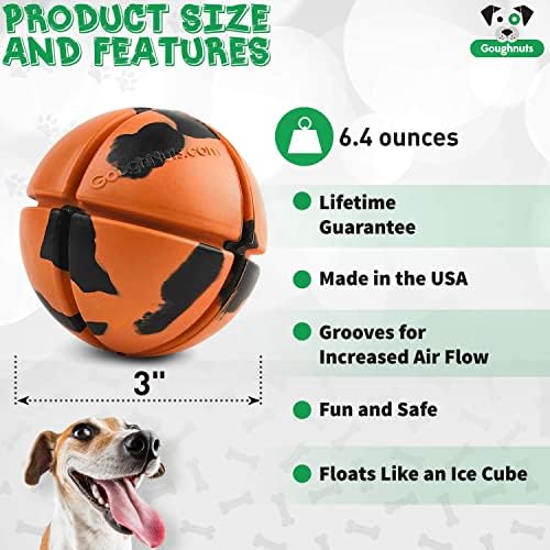 Goughnuts – Virtually Indestructible Ball - Guaranteed Dog Chew Toys for Aggressive Chewers Like Pit Bulls, German Shepherds, and Labs from 30-70 Pounds - Tough and Durable Natural Rubber - Orange - Image 4