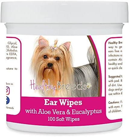 Healthy Breeds Yorkshire Terrier Ear Cleaning Wipes with Aloe & Eucalyptus for Dogs 100 Count by HealthyBreeds