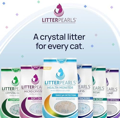 Litter Pearls Tracksless Unscented Non-Clumping Crystal Cat Litter with Odorbond, 7 lb, White, Clear and Blue Crystals - Image 6