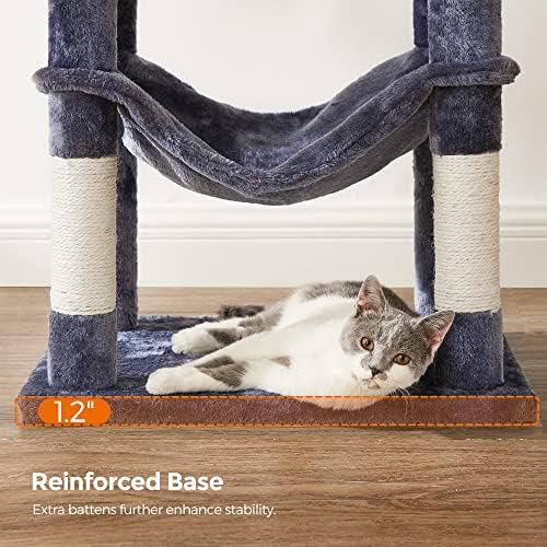 Feandrea Cat Tree, 54.2-Inch Cat Tower, Multi-Level Condo, Smoky Gray - Image 7