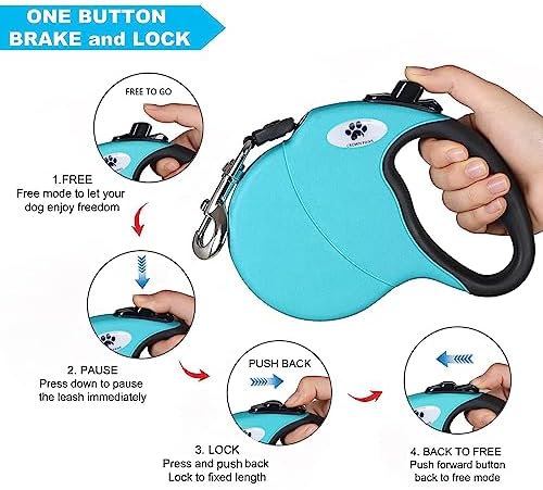13ft Retractable Dog Leash for Small Breed Dogs up to 22 lbs with a Detachable Chew Proof Extender Wire Ropes (Blue S) - Image 5