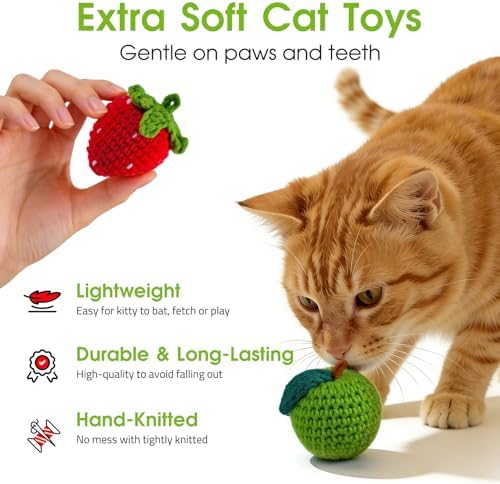 9-Pack Catnip Cat Toys Balls, Handmade Yarn Balls with Natural Silvervine Gall Fruit, Interactive Cat Nip Ball Toys for Indoor Kitten Kitty Enrichment & Stress Relief - Image 3