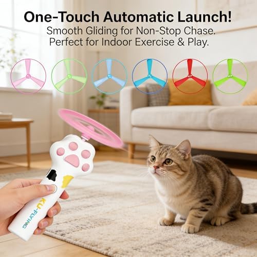 Cat Toy Disc,Interactive Cat Fetch Toy Flying Discs for Pet with 10 Discs - Image 5
