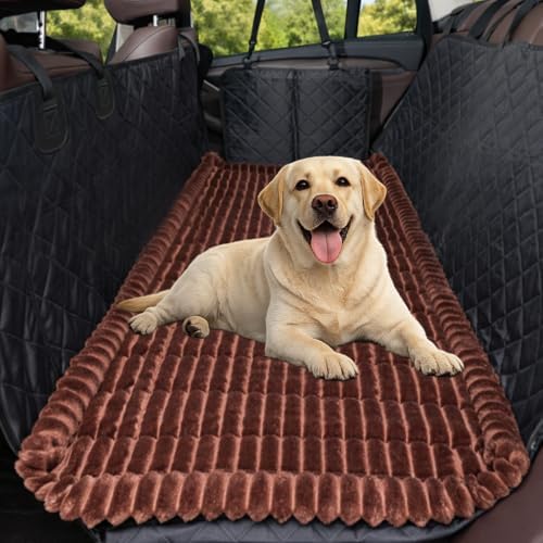 Dog Car Seat Cover 2 Piece Seat Waterproof Hammock and Dark Brown Cover by CoSofSLIP