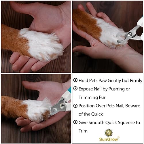 SunGrow Dog Nail Trimmer for Small and Medium Dogs, Cat Nail Claw Clipper, Non-Slip Handle, Professional Paw Grooming and Nail Care, Stainless Steel Blade - Image 6