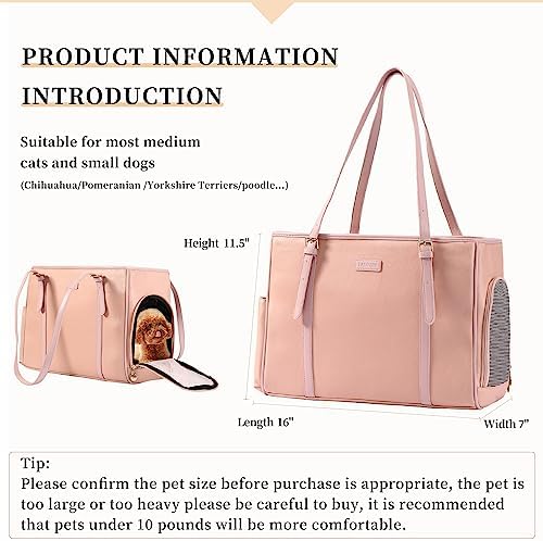 Lasaviin Fashion Dog Purse Pet Carrier Leather Bag for Small Dogs Cats Puppy, Portable Tote Bag Airline Approved Soft-Sided Carriers (Pink) - Image 2