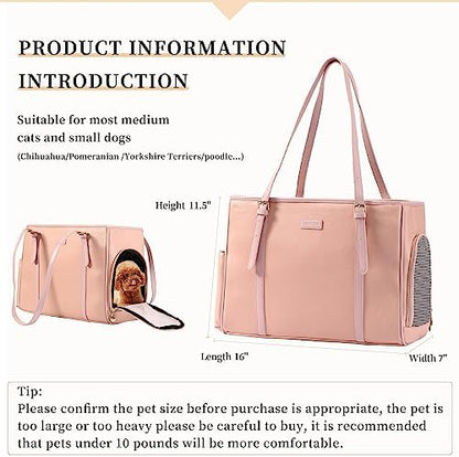 Lasaviin Fashion Dog Purse Pet Carrier Leather Bag for Small Dogs Cats Puppy, Portable Tote Bag Airline Approved Soft-Sided Carriers (Pink) - Image 2