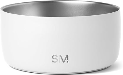 Simple Modern Stainless Steel Pet Water Bowl for Dogs & Cats | Reusable Insulated Stainless Steel Food Bowls for Dog Cat | No Tip No Slip BPA Free | Bentley Collection | Medium (32oz) | Winter White