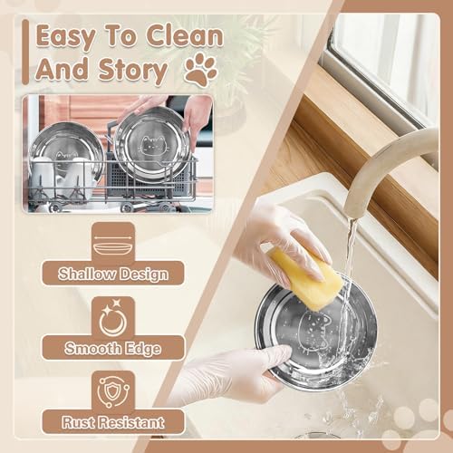 6Pcs Stainless Steel Cat Bowls, Cat Food Bowls, Cat Dishes Whisker Friendly - Image 5