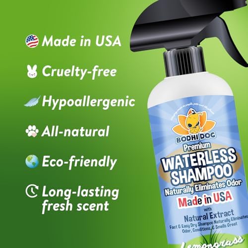 Bodhi Dog Waterless Shampoo for Dogs & Cats - Natural Dry Shampoo, Neutralizes Odor, No Rinse Needed, Safe for All Breeds - Made in USA - Lemongrass Scent (17 Fl Oz) - Image 2
