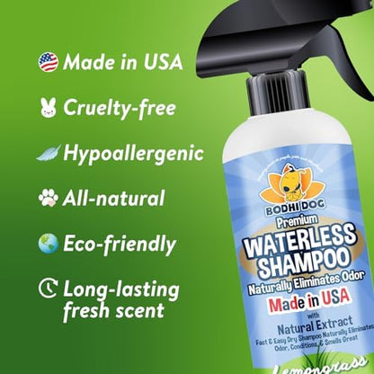 Bodhi Dog Waterless Shampoo for Dogs & Cats - Natural Dry Shampoo, Neutralizes Odor, No Rinse Needed, Safe for All Breeds - Made in USA - Lemongrass Scent (17 Fl Oz) - Image 2