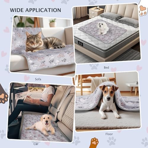 BVAGSS 6 Pack Small Dog Blanket, Super Soft Warm Pet Cover Blankets, Paw Print Puppy Fleece Flannel Blanket for Small Medium Dogs and Cats MW003 - Image 2