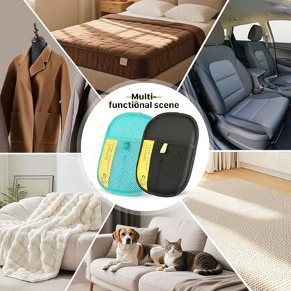 Electrostatic Pet Hair Remover Glove, Teal Mesh Fabric and Black, Reusable Dog Cat Hair Removal Tool for Furniture, Clothing, Car Seats (2 Pack) - Image 3