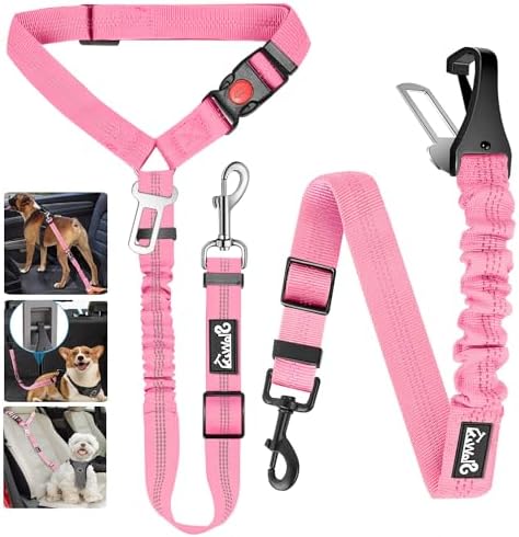Lukovee Dog Seat Belt, 2 Pack, 3-in-1 Headrest & Seatbelt Clip & Latch by Lukovee