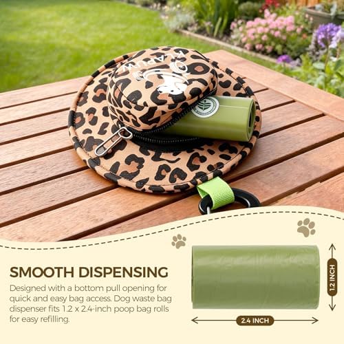 Hat Shaped Dog Poop Bag Holder, Waterproof Clip On Waste Bag Dispenser, Portable Leash Attachment Dog Walking Gear for Small Large Dogs, Leopard Print - Image 2