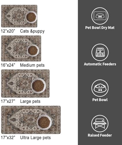 Dog Food Mat for Floors, Absorbent Pet Cat Food Bowl Mat, 17x27 in - Image 6