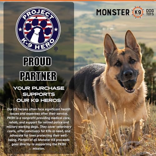 Monster K9 Beast Ball | Virtually Indestructible. Lifetime Guaranteed. | VULCRON™ Natural Rubber | USA Made | Durable Dog Toy for Aggressive Chewers | Chew, Fetch | Med & Large, 2.8” (Tennis Ball) - Image 2