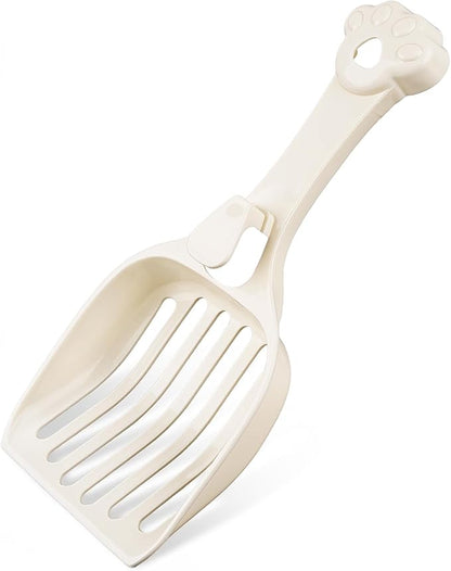 Depets Cat Litter Scoop, Litter Scoop with Wide Slats, Kitty Litter Scooper for Pine Pellets, Durable Plastic Litter Sifter Scoop - Designed for Easy Sifting, Milky White