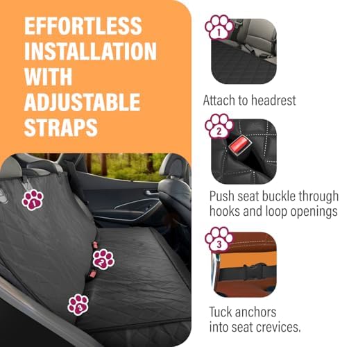 Active Pets Pink Standard Dog Car Hammock Back Seat Cover, Waterproof Backseat Cover Protector for Truck Bench Rear of Sedans or SUVs, Essential Pet Supplies Vacuum or Wipe Clean, Machine Washable - Image 3