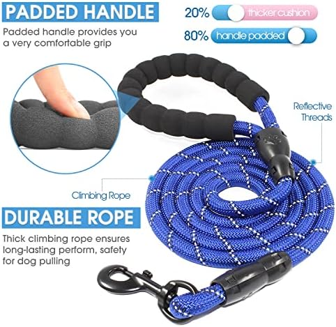 BAAPET 2/4/5/6 FT Dog Leash with Comfortable Padded Handle and Highly Reflective Threads for Small Medium and Large Dogs (5FT-1/2'', Navy Blue) - Image 2