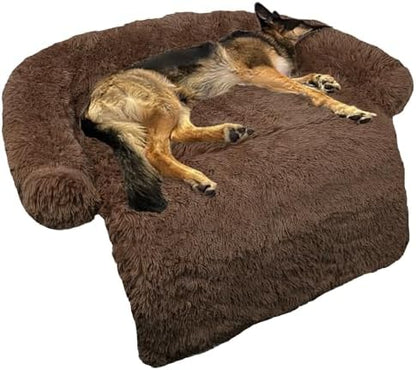 GGIB Calming Dog Bed Fluffy Plush Dog Mat for Furniture Protector with Removable Washable Cover for Large Medium Small Dogs and Cats (Large, Coffee) by GGIB