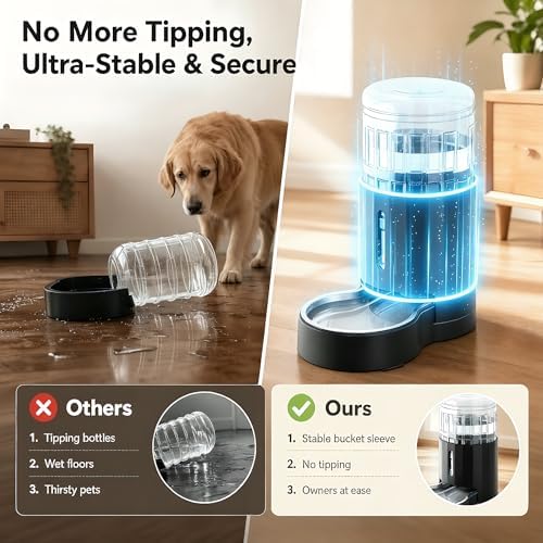 CZPET Gravity Dog Water Bowl Dispenser, Wider Mouth (7L, Black) - Image 3