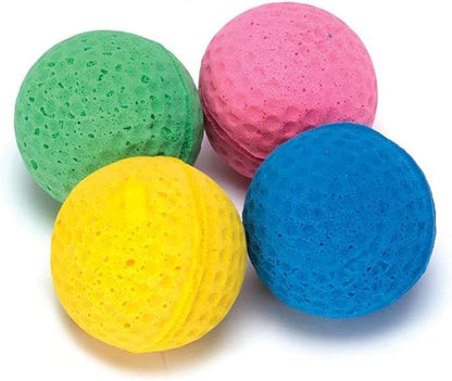Boss Pet 04467 Scruff's Colorful Kitty Springy Foam Sponge Balls (4 Pack), Multicolor