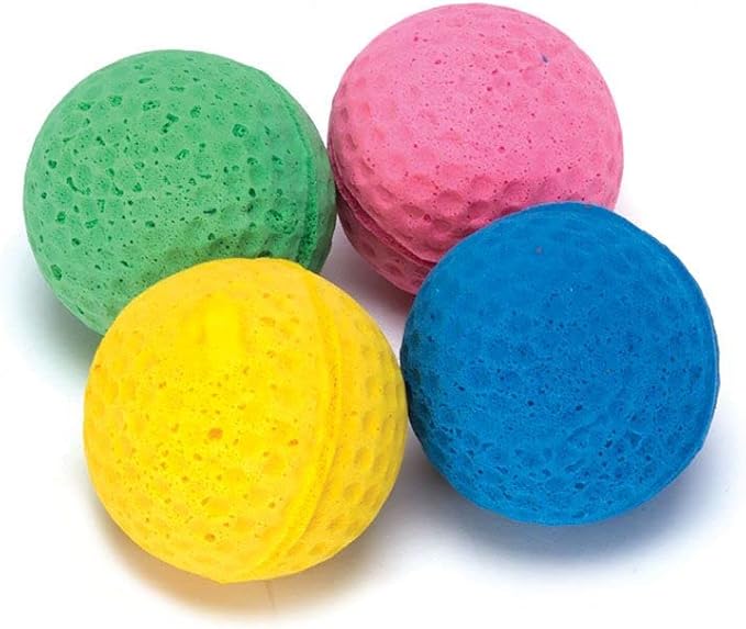 Boss Pet 04467 Scruff's Colorful Kitty Springy Foam Sponge Balls (4 Pack), Multicolor