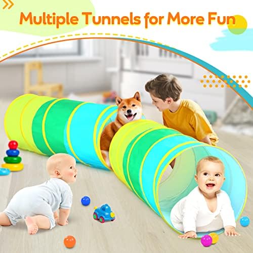 Moncoland Kids Play Tunnel Tent for Toddlers, Colorful Cotton Pop Up Crawl Tunnel Toy for Baby Infant Children or Dog Cat Pet, Collapsible Gift for Boy and Girl and Game (Cotton Baby Tunnel) - Image 6