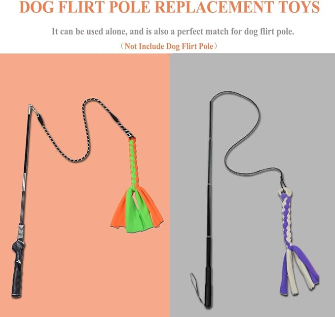 ASOCEA 3 Pack Dog Rope Toys Dog Flirt Pole Replacement Toys Pet Interactive Cotton Chew Toys Chase and Tug for Small Medium Dogs Puppies Breed Chewers …