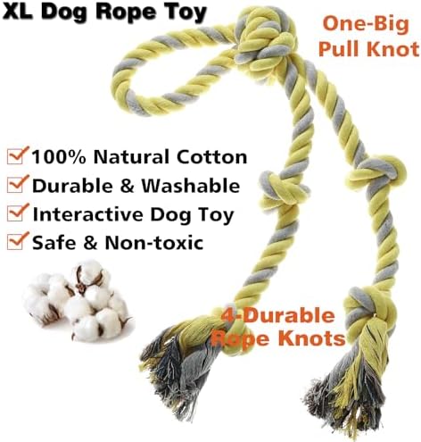 Rope Toy for Dogs，Large Dog Rope Toys for Aggressive Chewers, Heavy Duty Dog Toys for Large Medium Breed, Indestructible Tough Chew Toys Tug of War Dog Toy Cotton Rope for Teeth Cleaning - Image 4