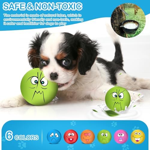 3.14" Squeaky Dog Toys Funny Smile Face Chewing Latex Rubber Soft Fetch Play Interactive Squeaky Dog Balls for Puppy Small Medium Pet Dog (6PCS) - Image 3