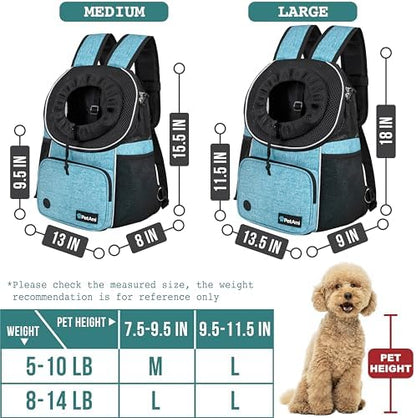 PetAmi Front Carrier Backpack for Dogs and Cats, Adjustable Ventilated Pet Chest Carrier for Hiking Camping Travel, Small Medium Dog Puppy Large Cat Carrying Bag, Max 10 lbs, Teal Blue - Image 3