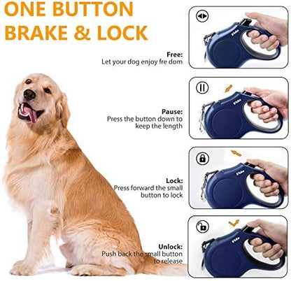 Fida Retractable Dog Leash with Dispenser and Poop Bags,16 ft, Navy Blue - Image 4
