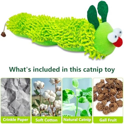 miwoowim 3 Pack Plush Caterpillar Cat Kicker, 9" Catnip & Gall Fruit Toy - Image 3