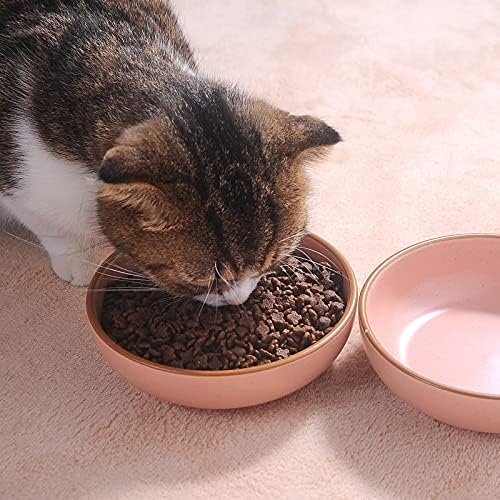 Ceramic Cat Bowls, Howise Pet Bowl Cat Dishes for Food and Water, 5.19 in Cat Food Bowl 3 Pack Pet Dishes for Cats Puppy, Matte Pink Finish - Image 3