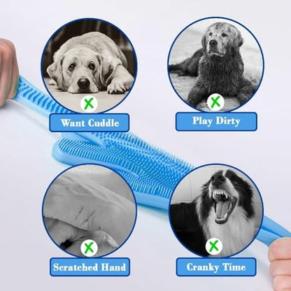 Pet Grooming Gloves Pet Hair Remover Cat, Dog Washing Gloves Silicone Heat Resistant Cleaning Gloves with High-Density Teeth Grooming Gloves for Dogs, Cats, Horses (2 Pairs - Blue & Gray) - Image 5