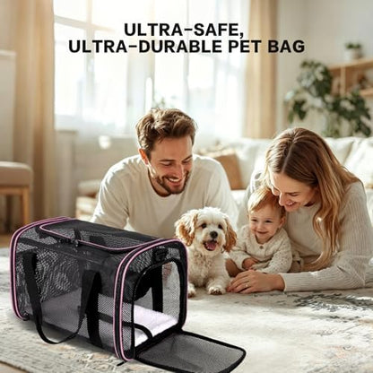 Cat Carrier Soft-Sided Dog Pet Carrier Pets Travel Carriers for Big Cats Small Dogs Mesh Puppy Carry Bag,TSA Airline Up to 16 Lbs (Pink, 17 * 11 * 11) - Image 5